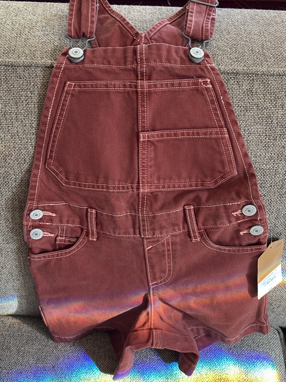 Kids Rust Red Short Overalls with Front Pocket - Unbranded